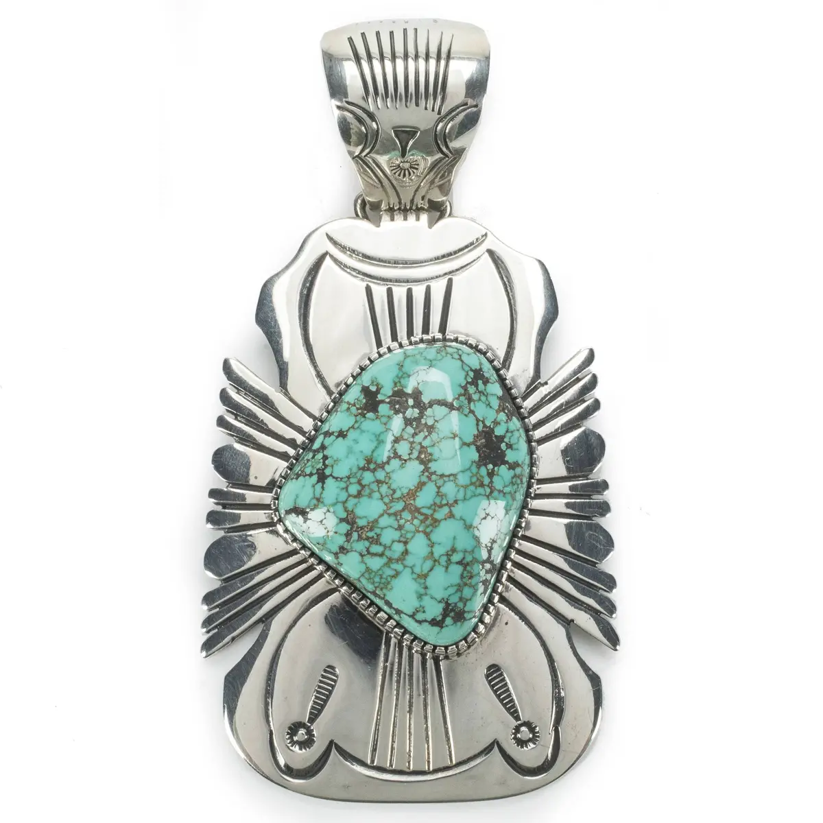 Kingman Turquoise Usa Native American Made 925 Sterling Silver Pendant 1