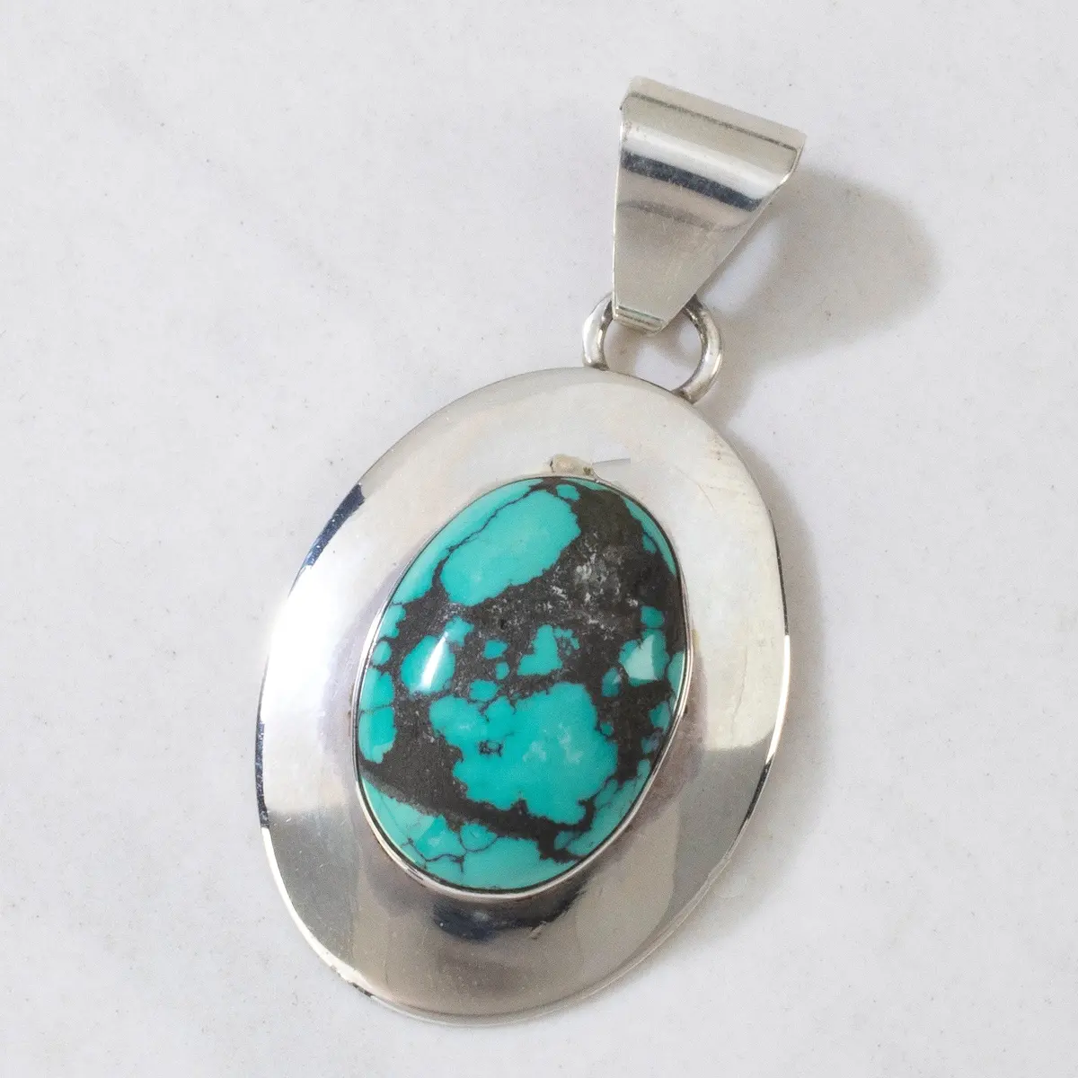 Kingman Turquoise Usa Native American Made 925 Sterling Silver Pendant 1