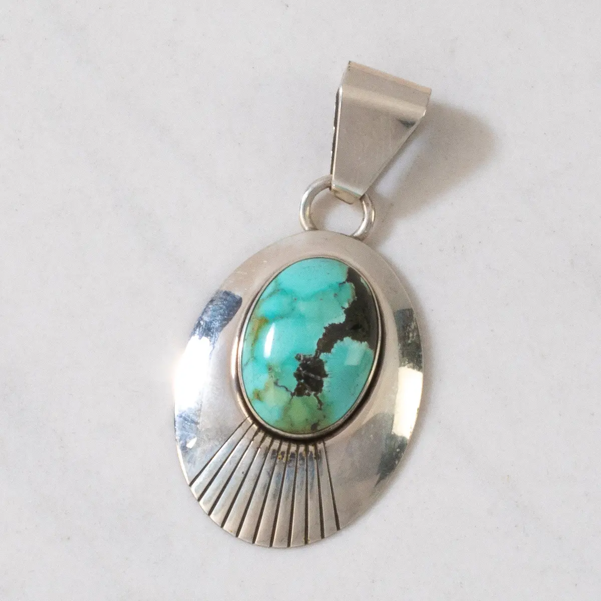 Kingman Turquoise Usa Native American Made 925 Sterling Silver Pendant 1