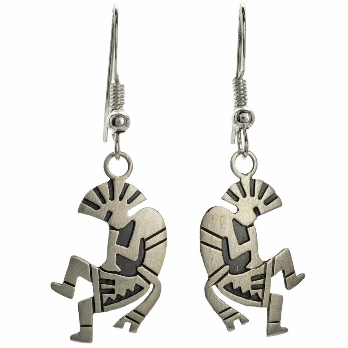 Kokopelli Usa Native American Made Sterling Silver Earrings 1