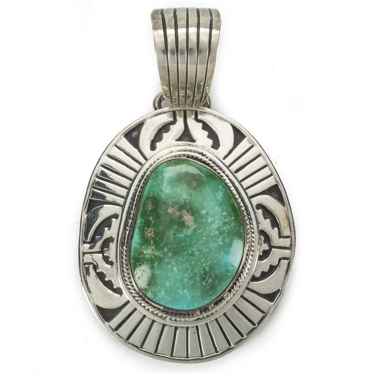 L. Juan Royston Turquoise Usa Native American Made 925 Sterling Silver Pendant 1