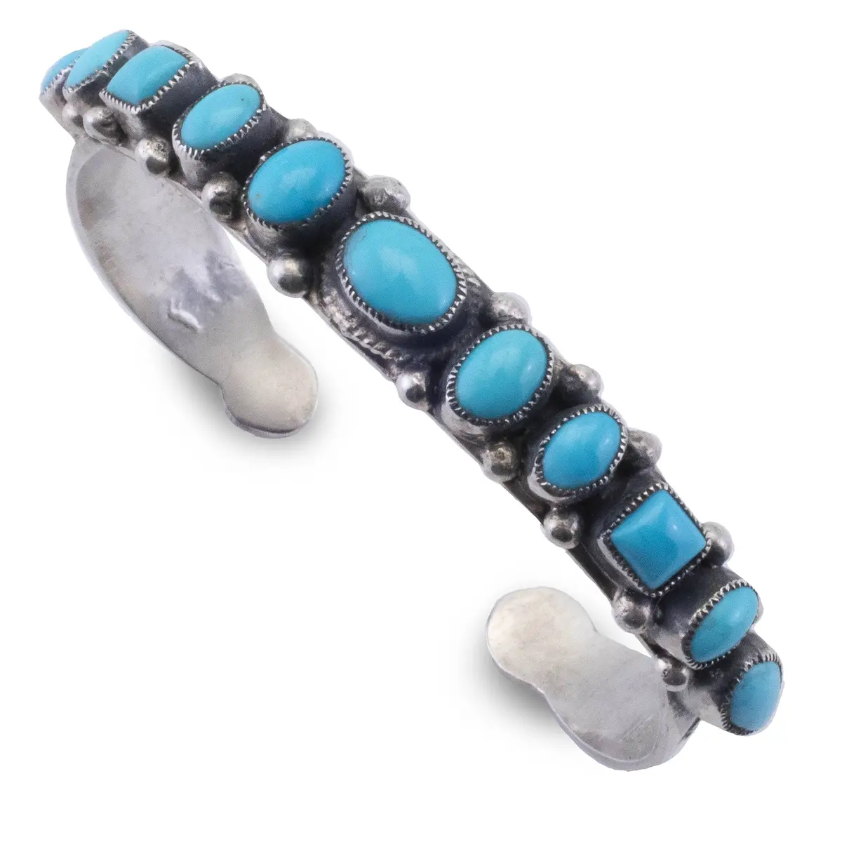 Leo Feeney Sleeping Beauty Turquoise With Coral Accents Usa Native American Made 925 Sterling Silver Cuff 1