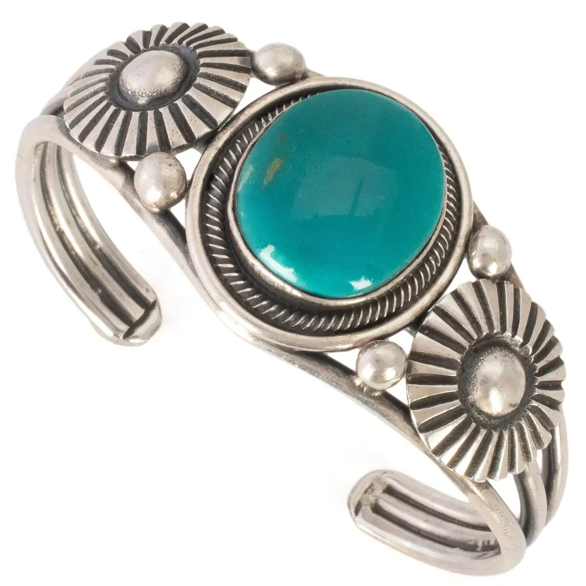 Leon Martinez Navajo Fox Turquoise Usa Native American Made 925 Sterling Silver Cuff 1