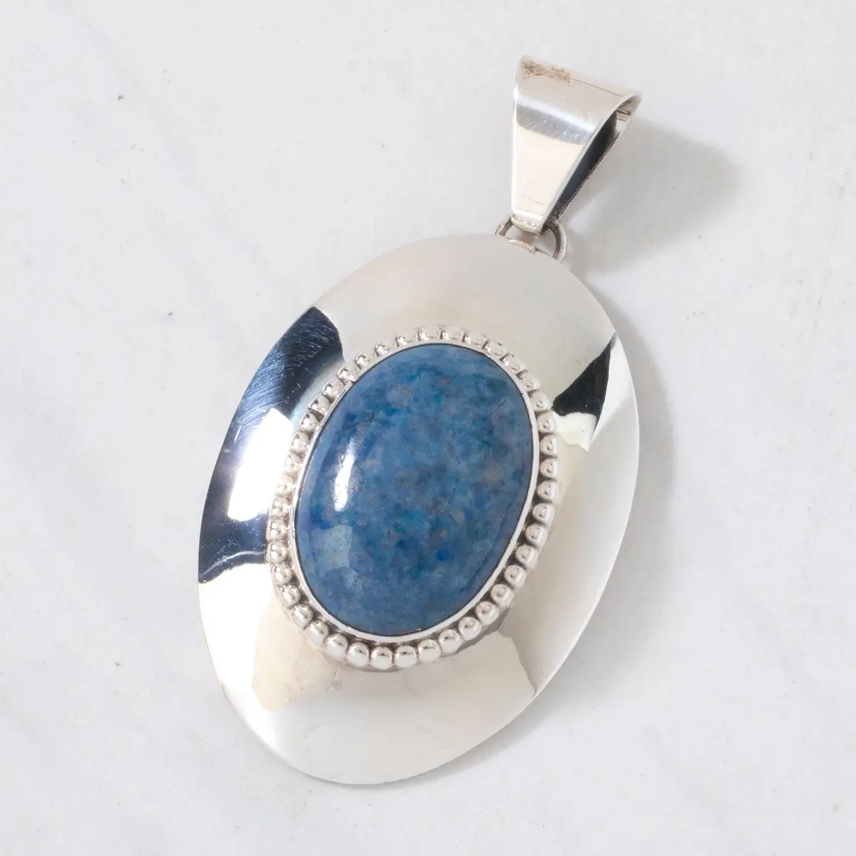 Leonard James Denim Lapis Navajo Usa Native American Made 925 Sterling Silver Pendant 1