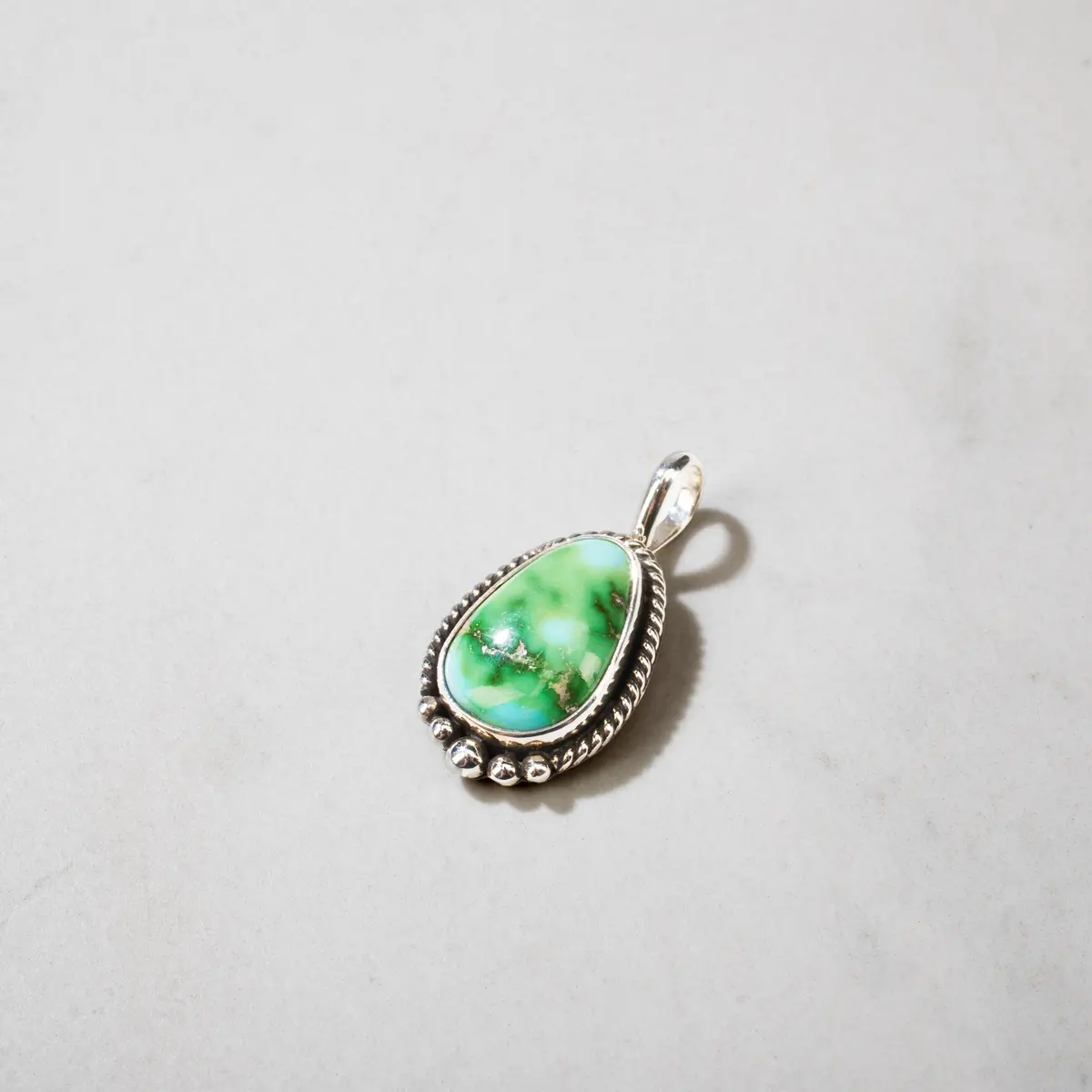 Loretta Delgarito Sonoran Gold Turquoise Navajo Usa Native American Made 925 Sterling Silver Pendant 1