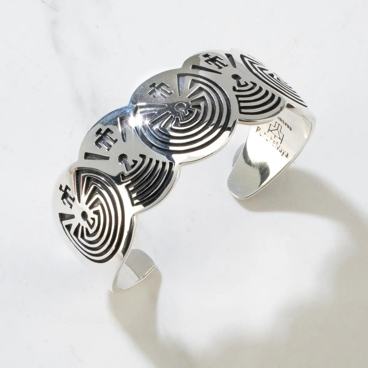Man In Maze Fernando Puhuhefvaya Hopi Usa Native American Made 925 Sterling Silver Cuff 1