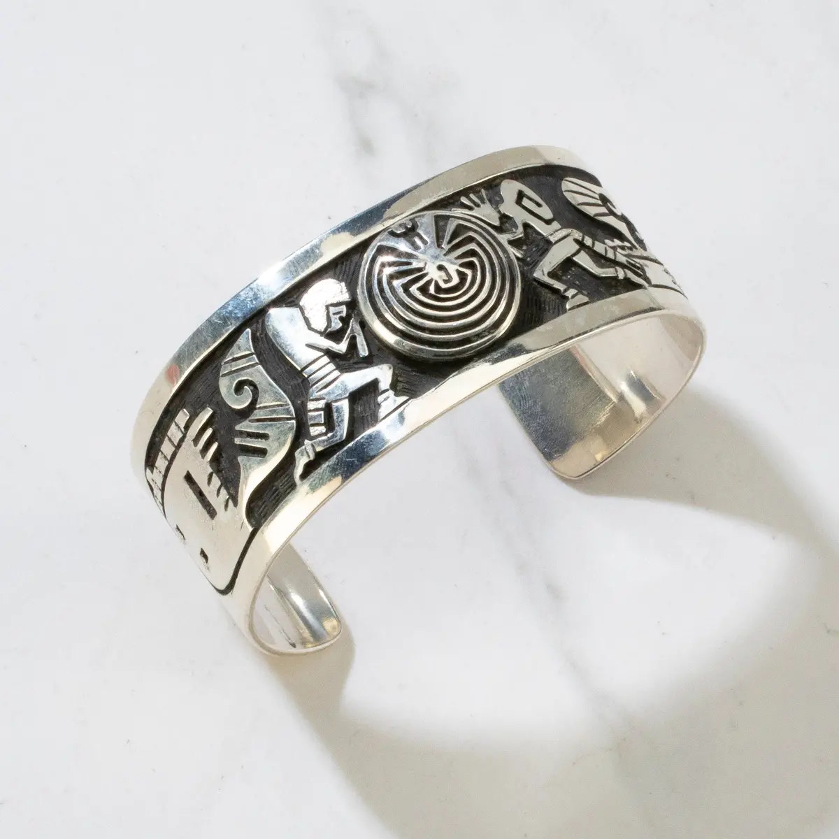 Man In Maze Hopi Usa Native American Made 925 Sterling Silver Cuff 1