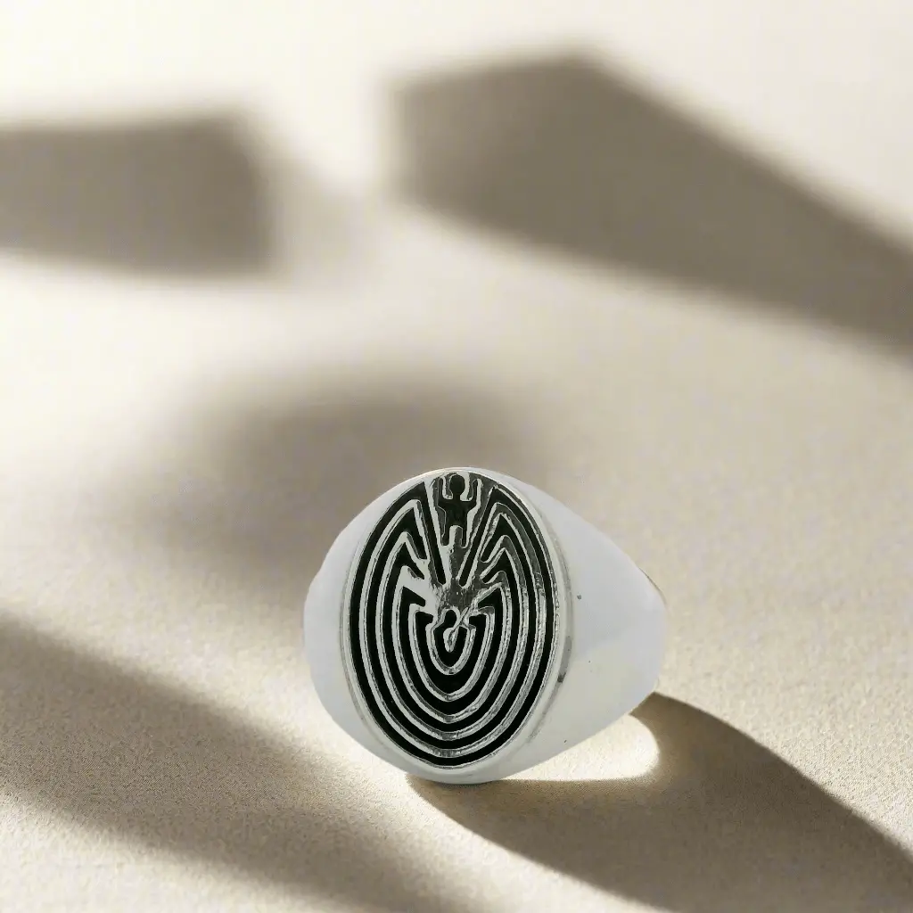 Man In Maze Hopi Usa Native American Made 925 Sterling Silver Ring 1
