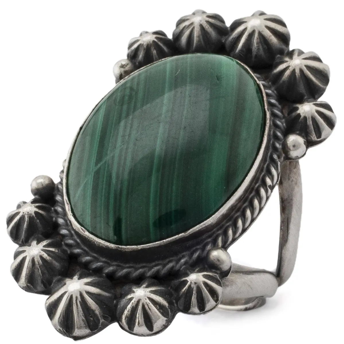 Michael & Rose Calladitto Navajo Malachite Usa Native American Made 925 Sterling Silver Ring 1
