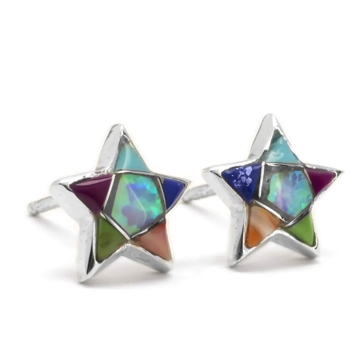Multi Gemstone Star 925 Sterling Silver Earring With Stud Backing Usa Handmade 1
