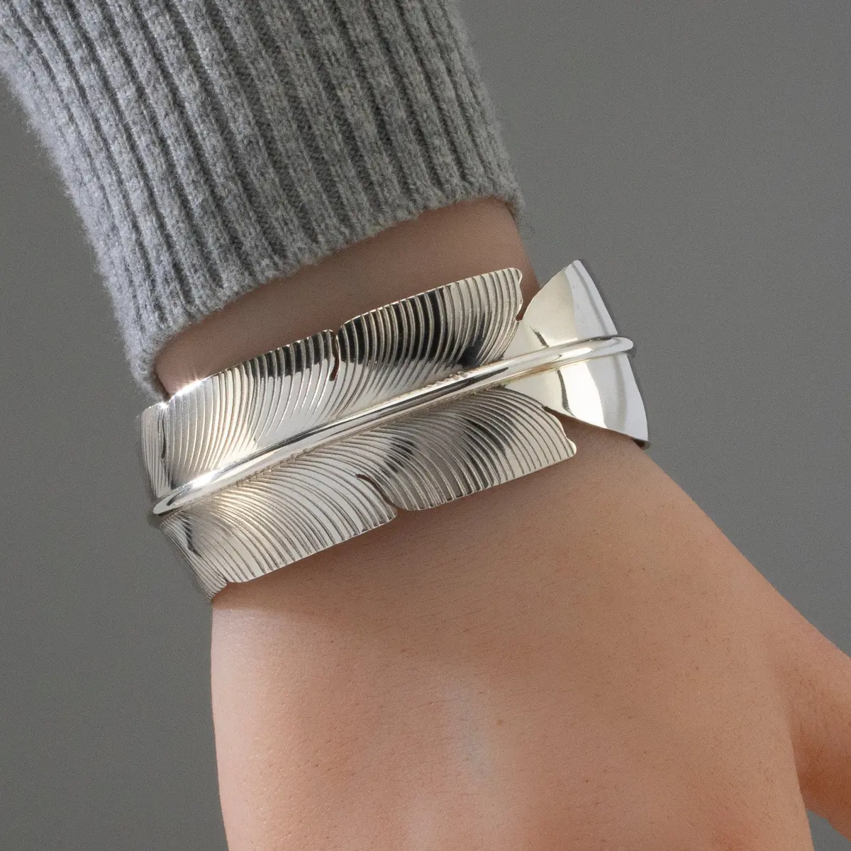 Navajo Feather Usa Native American Made 925 Sterling Silver Cuff 2