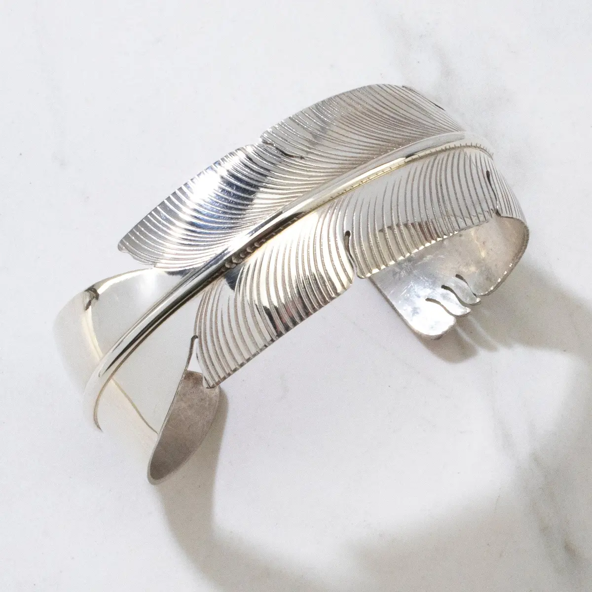 Navajo Feather Usa Native American Made 925 Sterling Silver Cuff 1
