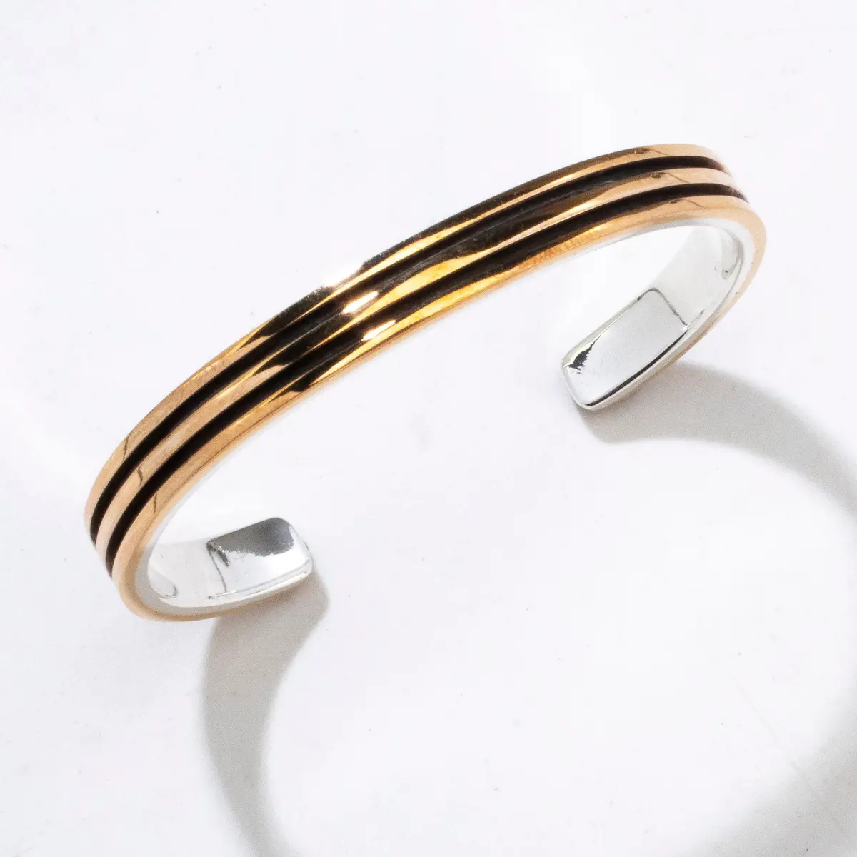Navajo Usa Native American Made 12K Gold Filled & 925 Sterling Silver Cuff 1