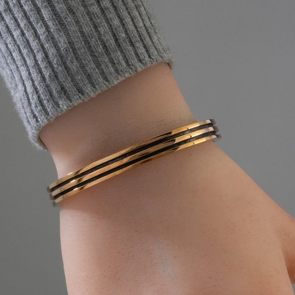 Navajo Usa Native American Made 12K Gold Filled & 925 Sterling Silver Cuff 2