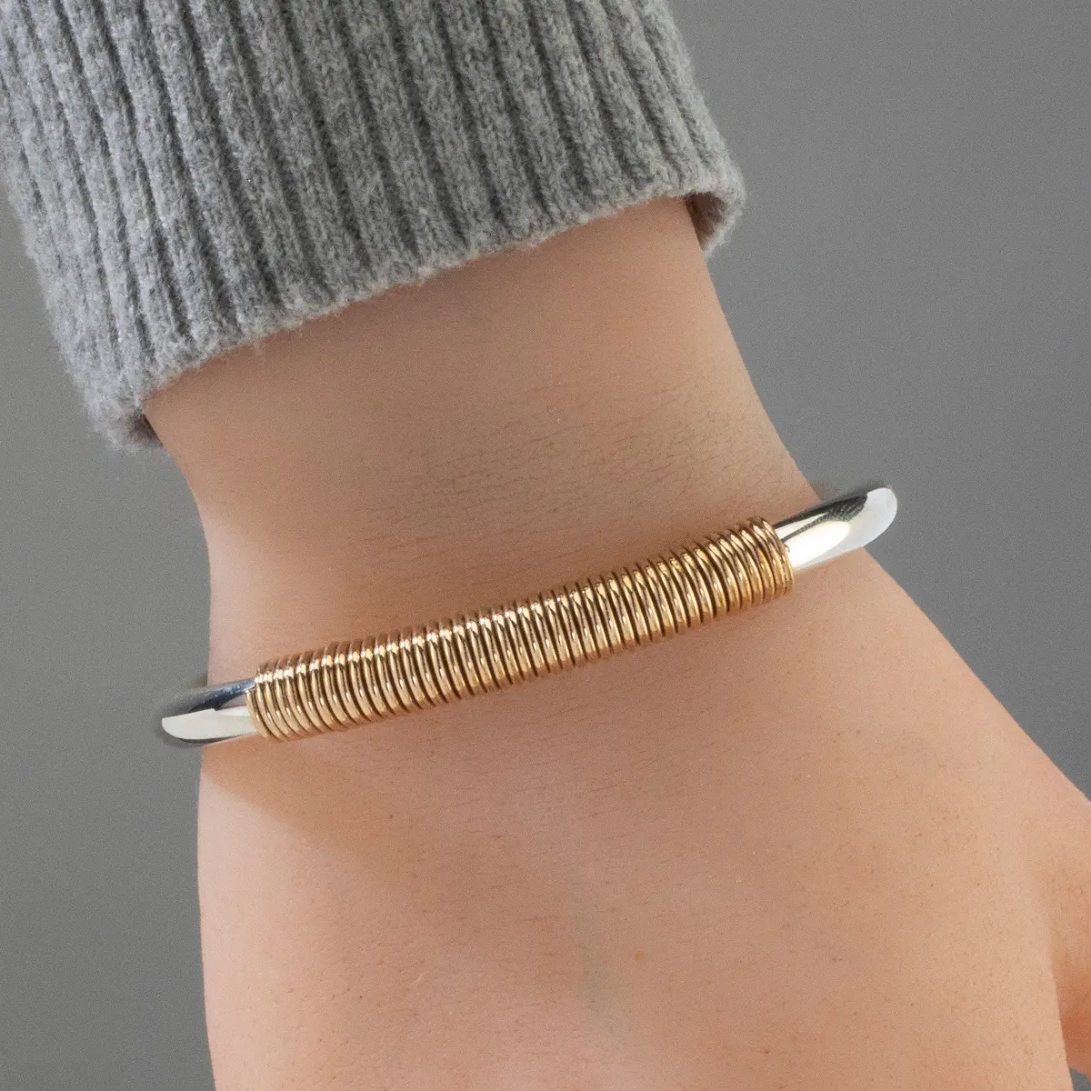 Navajo Usa Native American Made 12K Gold Filled & 925 Sterling Silver Cuff 2