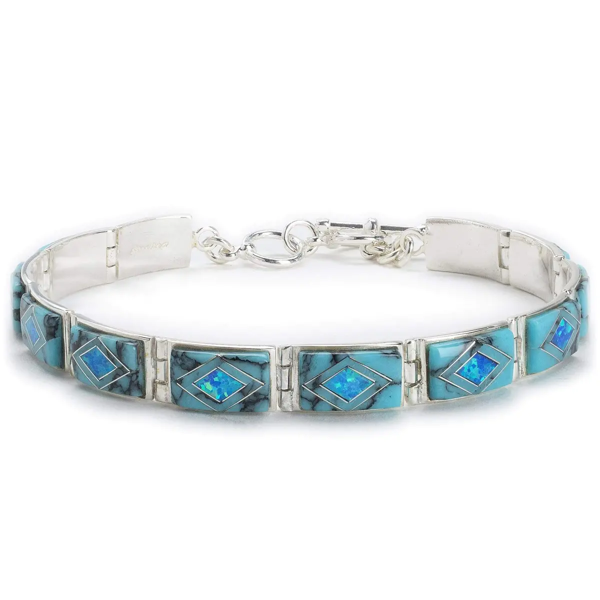 Turquoise 925 Sterling Silver Bracelet Usa Handmade With Opal Accent 1