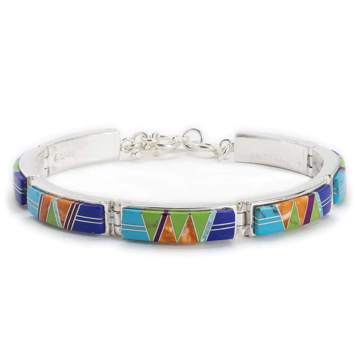 Multi Gemstone 925 Sterling Silver Bracelet Usa Handmade With Opal Accent 1