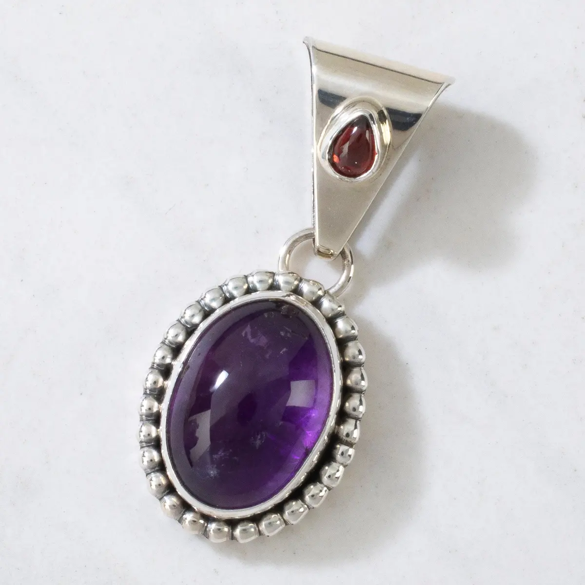 Paul Livingston Amethyst & Citrine Navajo Usa Native American Made 925 Sterling Silver Pendant 1