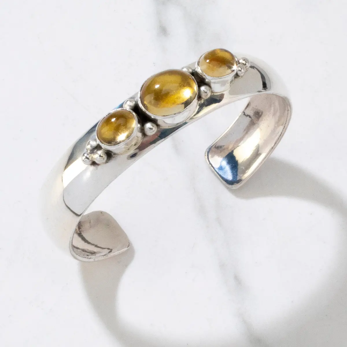 Paul Livingston Citrine Usa Native American Made 925 Sterling Silver Cuff 1