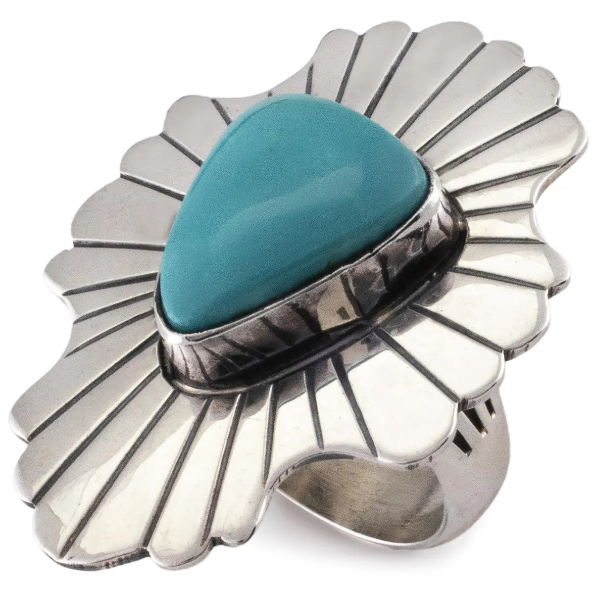 Paul Livingston Navajo Fox Turquoise Usa Native American Made 925 Sterling Silver Ring 1