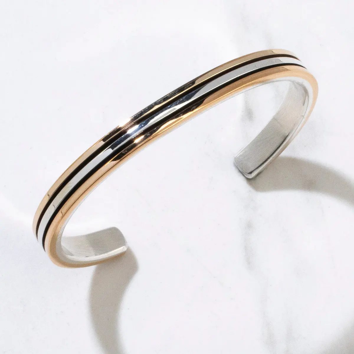 Paul Livingston Navajo Two Tone Usa Native American Made 12K Gold Filled & 925 Sterling Silver Cuff 1