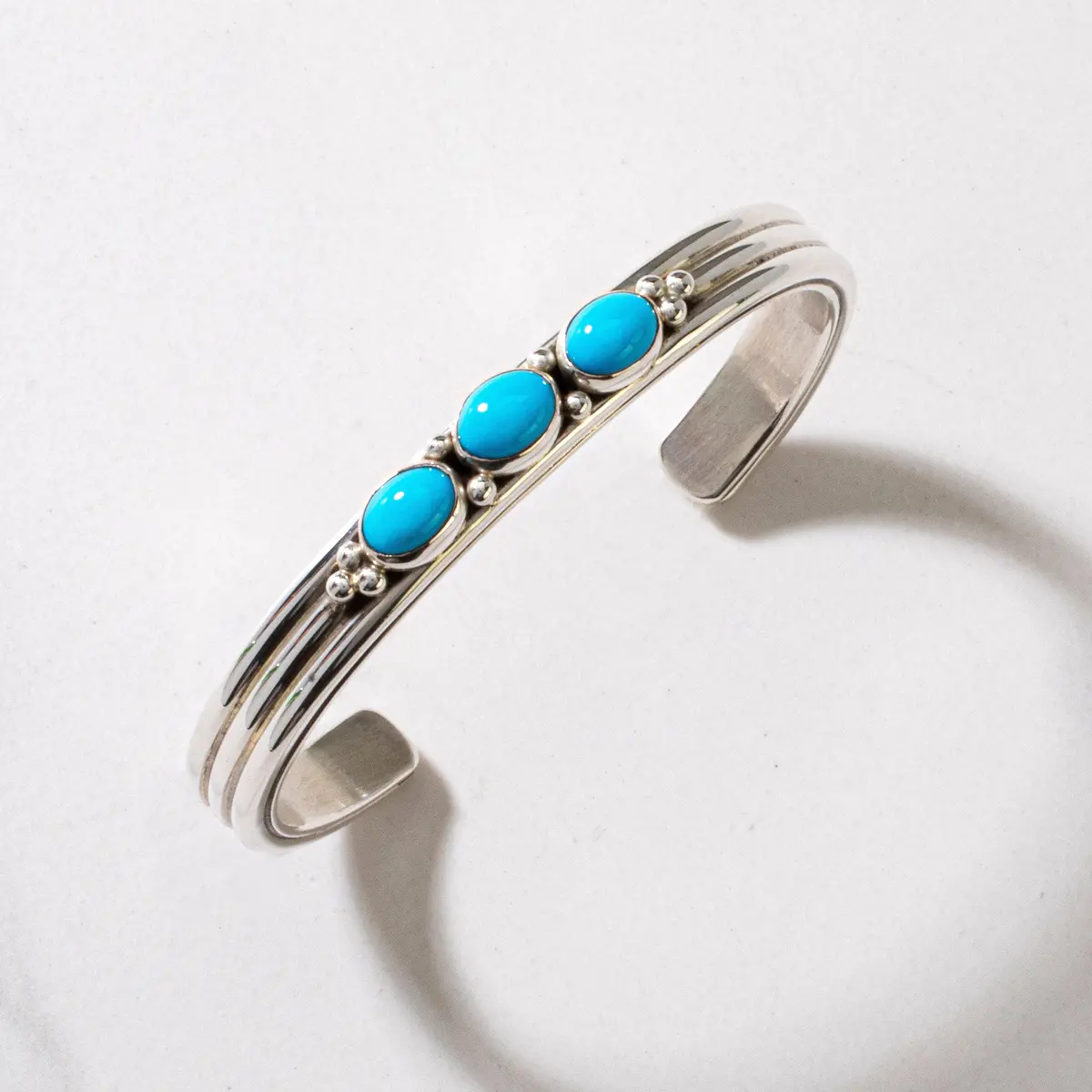 Paul Livingston Sleeping Beauty Turquoise Navajo Usa Native American Made 925 Sterling Silver Cuff 1