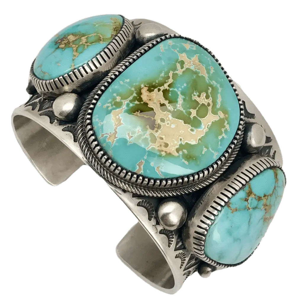 R. Bennet Royston Turquoise Native American Made Sterling 925 Silver Cuff 1
