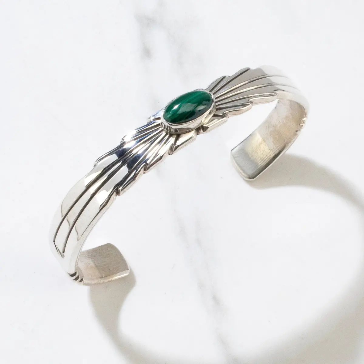 Ray Bennett Malachite Navajo Usa Native American Made 925 Sterling Silver Cuff 1