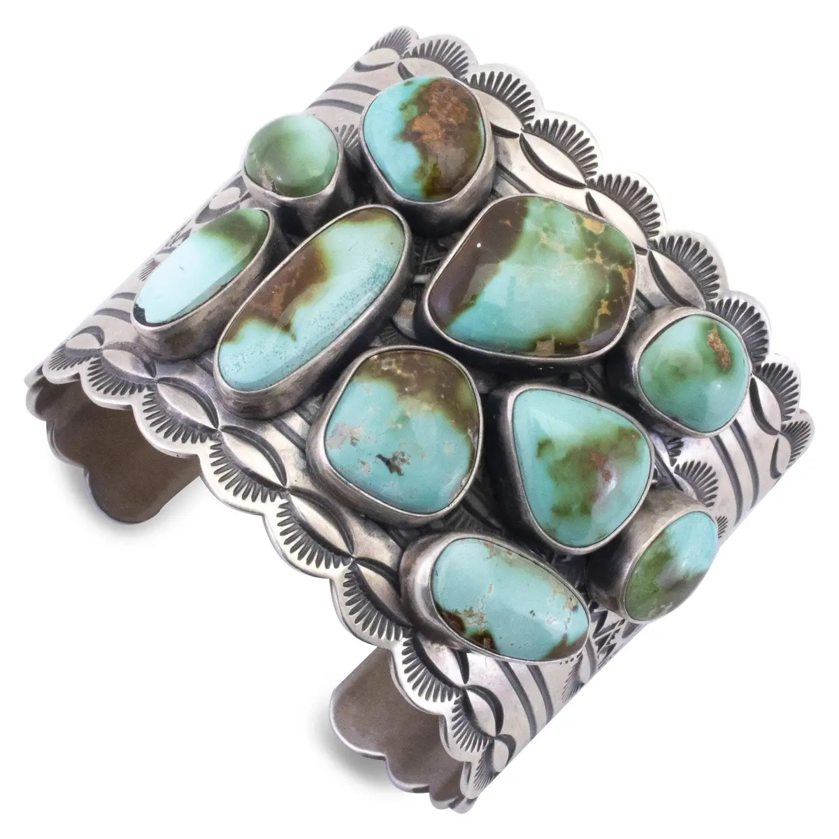 Ray Bennett Navajo Royston Turquoise Usa Native American Made 925 Sterling Silver Cuff 1