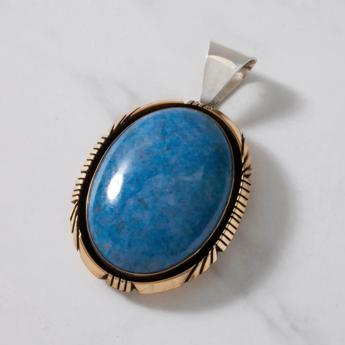 Roy Begay Lapis Navajo Usa Native American Made 925 Sterling Silver & 12K Gold Filled Pendant 1