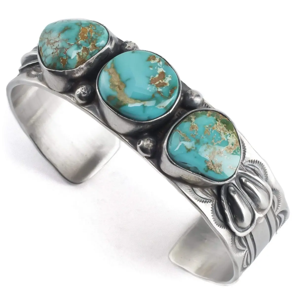 Royston Turquoise Native American Made 925 Sterling Silver Cuff 1