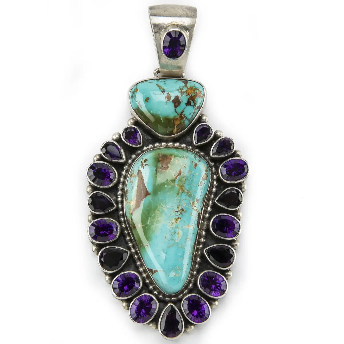 Royston Turquoise Usa Native American Made 925 Sterling Silver Pendant 1