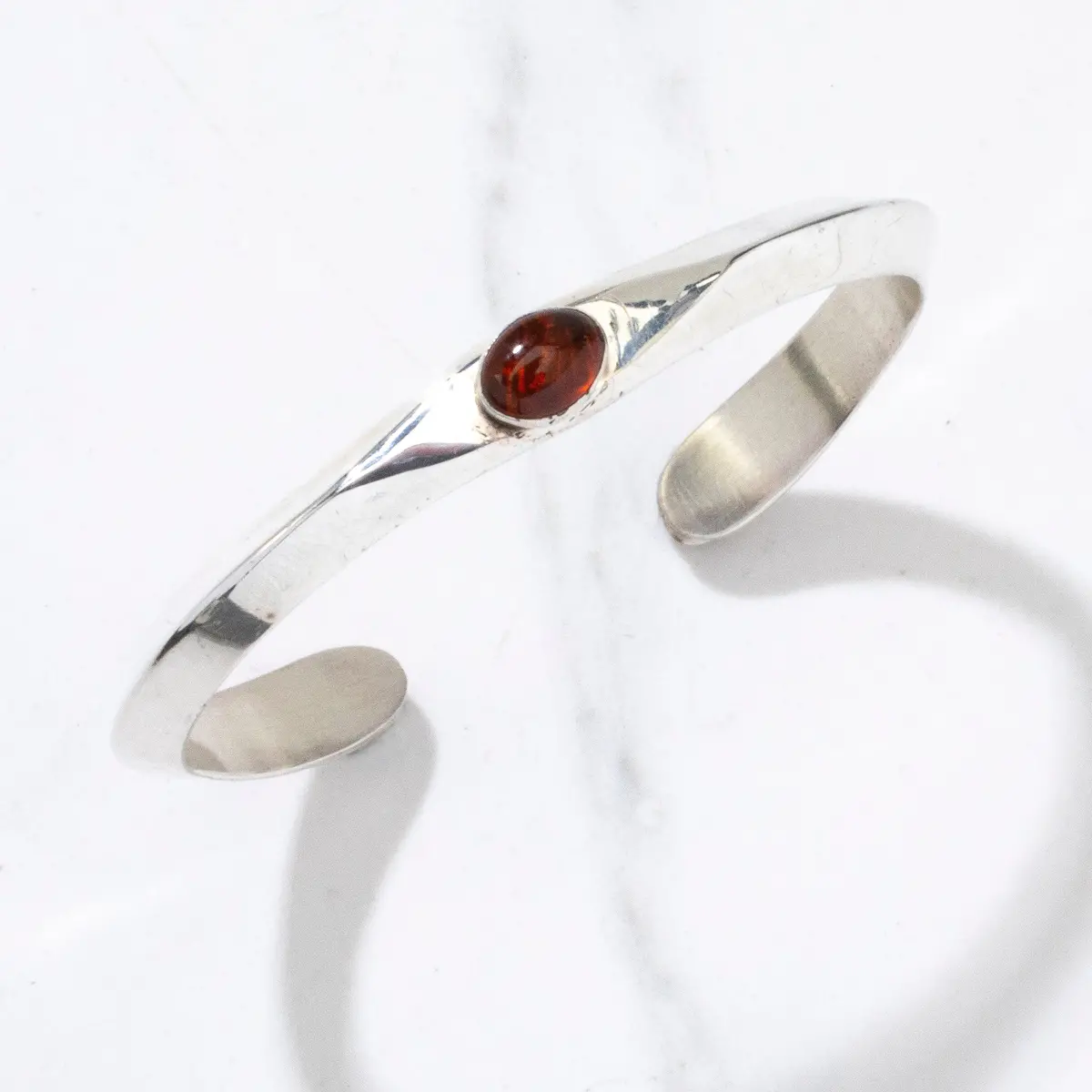 Russell Sam Amber Navajo Usa Native American Made 925 Sterling Silver Cuff 1