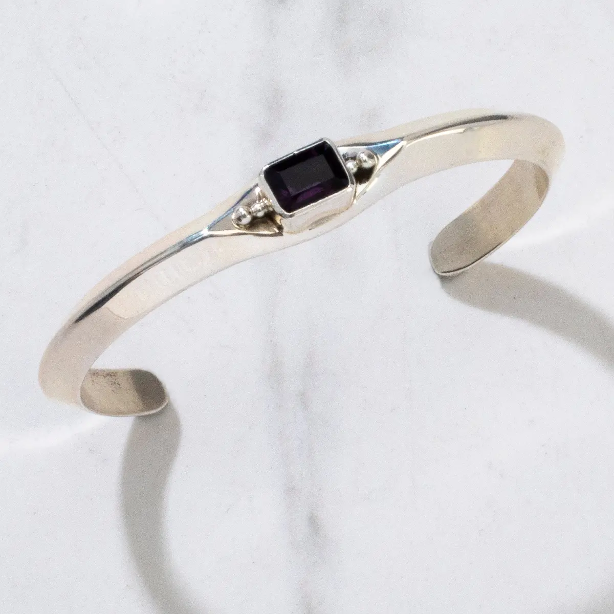 Russell Sam Amethyst Navajo Usa Native American Made 925 Sterling Silver Cuff 1