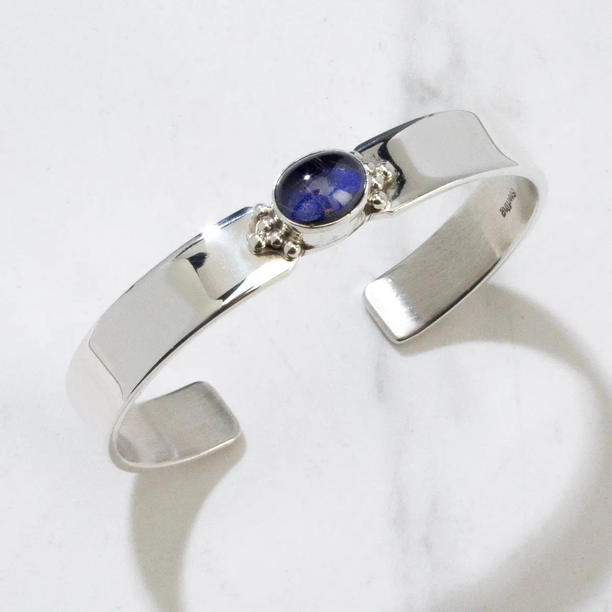 Rutilated Amethyst Navajo Usa Native American Made 925 Sterling Silver Cuff 1