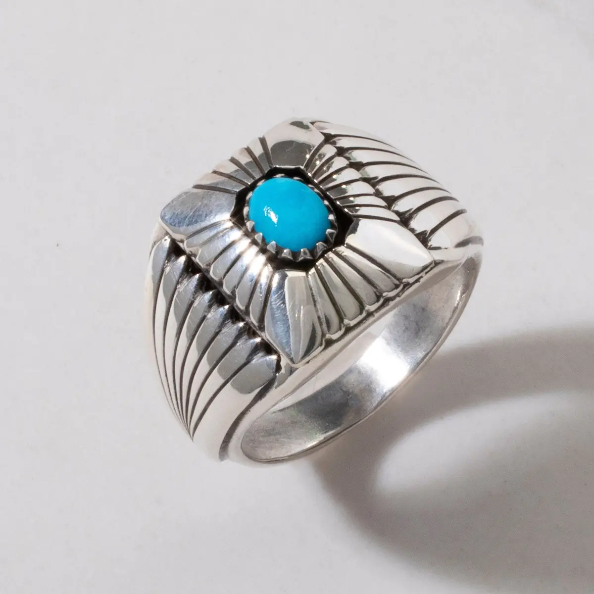 Sleeping Beauty Turquoise Navajo Usa Native American Made 925 Sterling Silver Ring 1