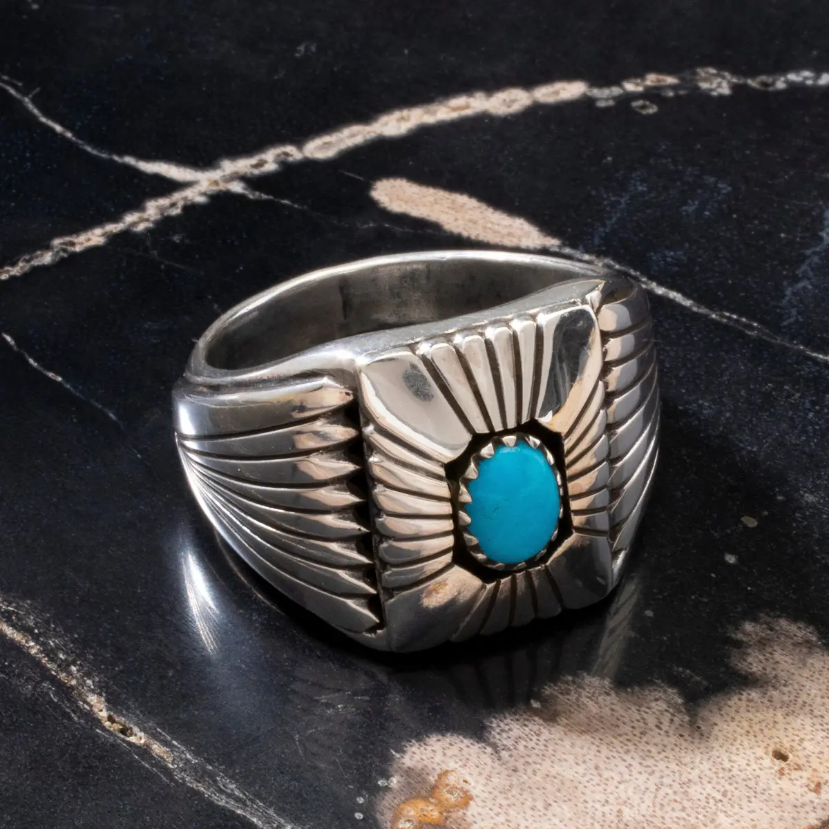 Sleeping Beauty Turquoise Navajo Usa Native American Made 925 Sterling Silver Ring 2