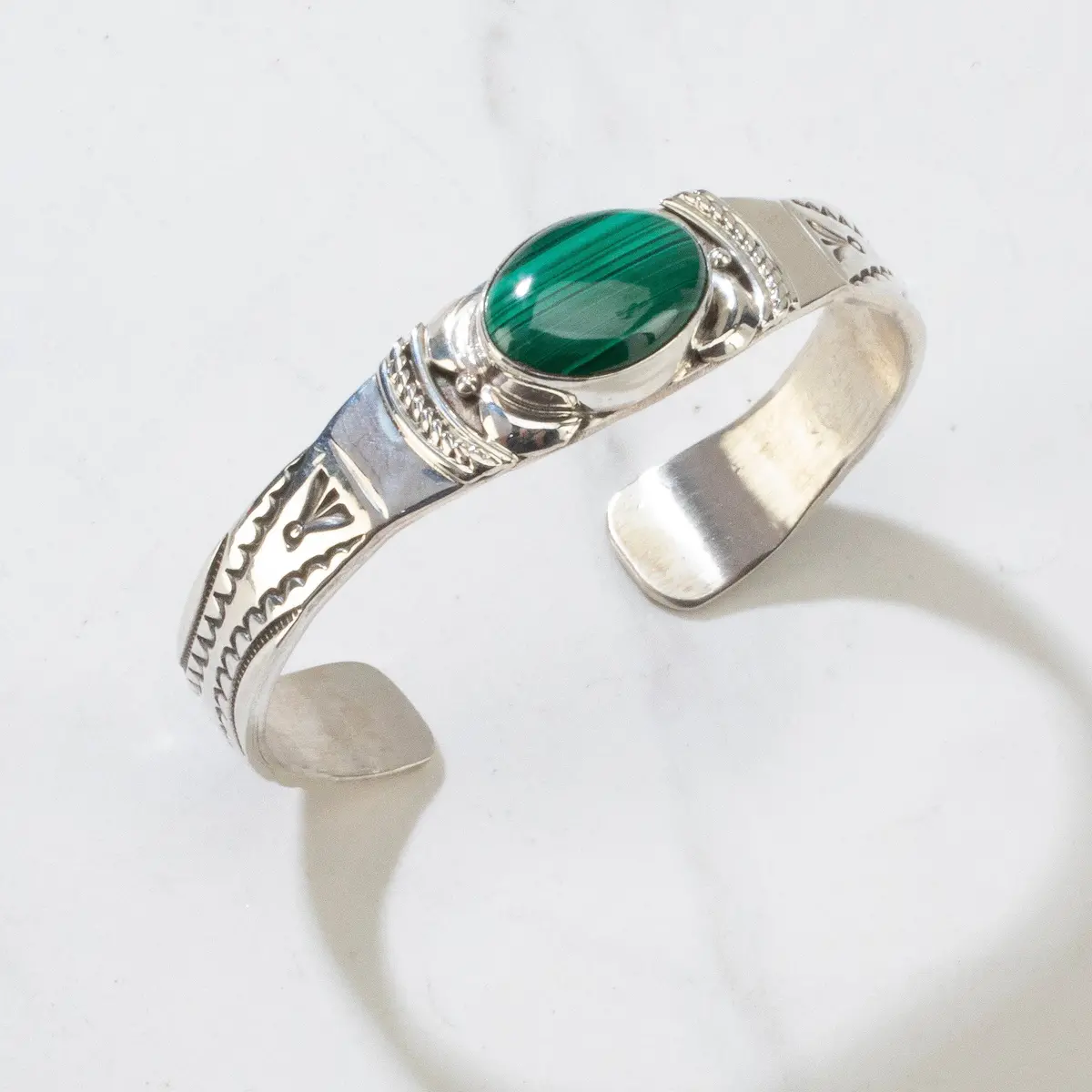 Suzie James Malachite Navajo Usa Native American Made 925 Sterling Silver Cuff 1