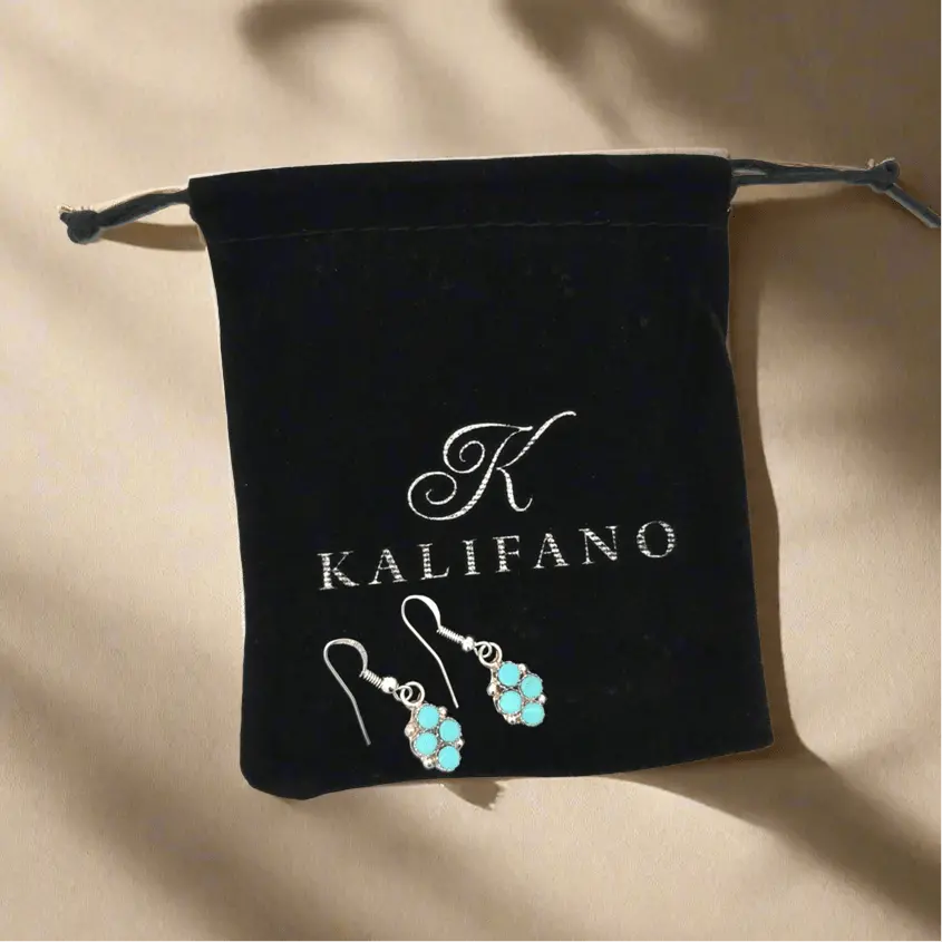 Swain Charlie Kingman Turquoise Zuni Usa Native American Made 925 Sterling Silver Earrings With French Hook 1