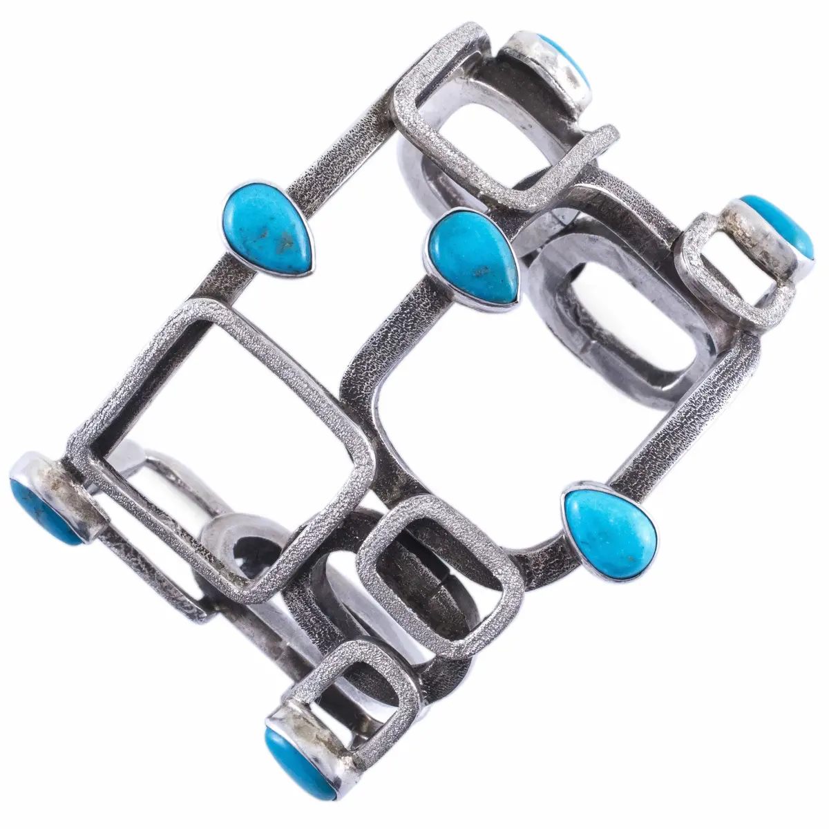 Tawany Cruz Blue Gem Turquoise Usa Native American Made 925 Sterling Silver Cuff 1
