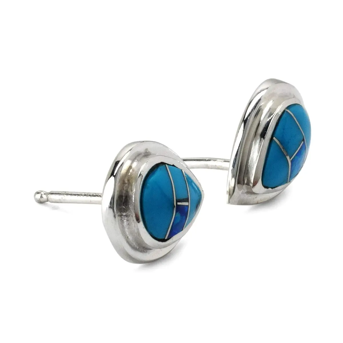 Turquoise Teardrop 925 Sterling Silver Usa Handmade Earring With Stud Backing 1