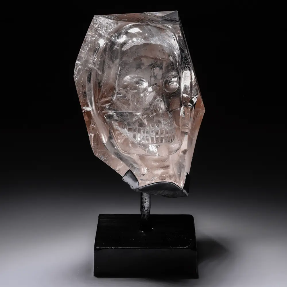 Skull Prism, Quartz + Chlorite Carvingbrazil - 2,630 Grams Custom Base 1
