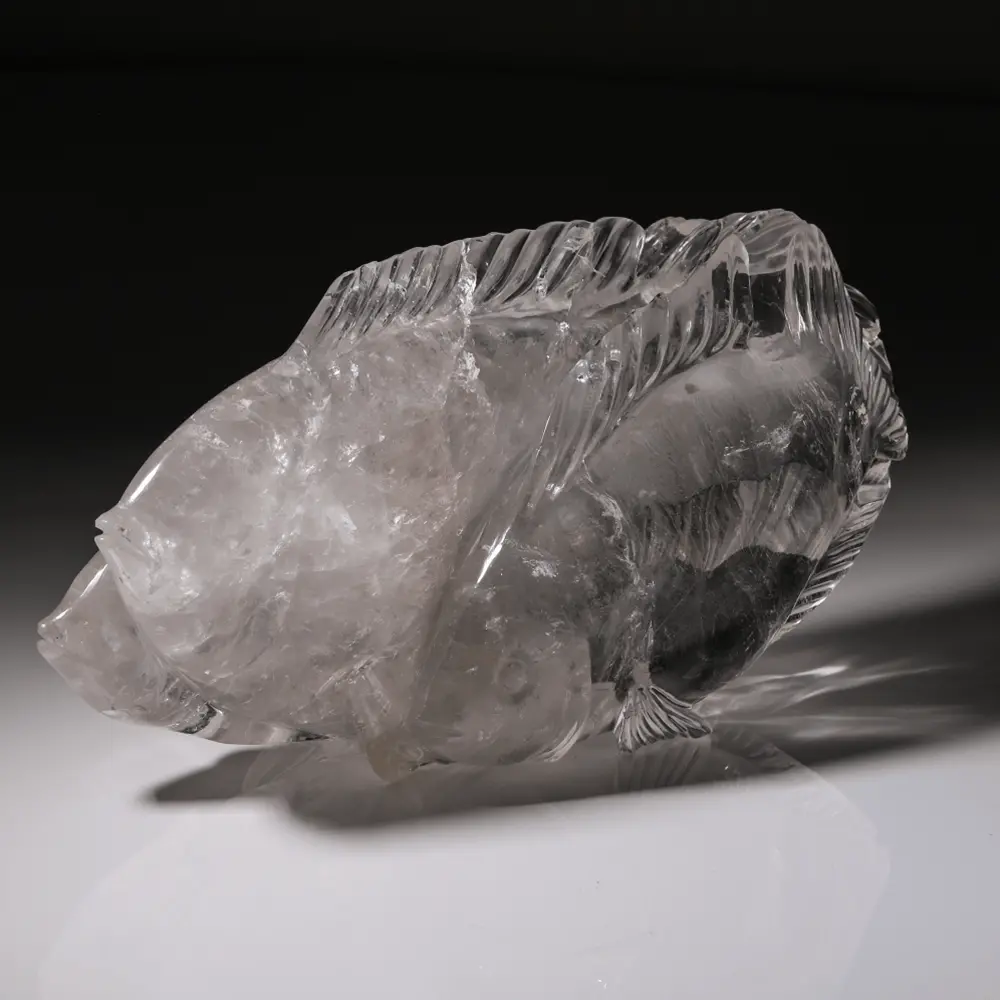Carv24000.003 - Loving Fish Quartz Carvingbrazil - 7,860 Grams 1