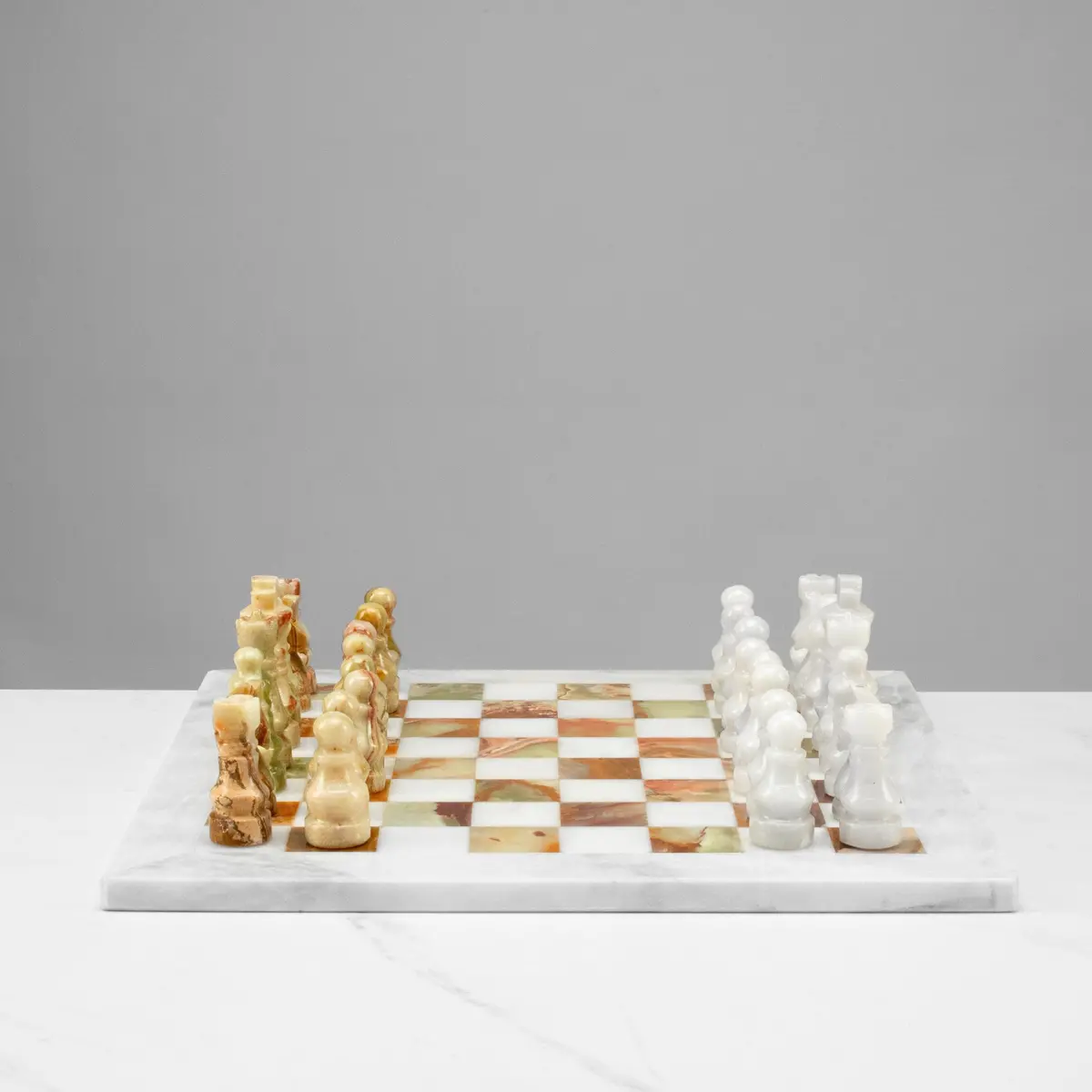 Green Onyx Hand-Carved Chess Set 1