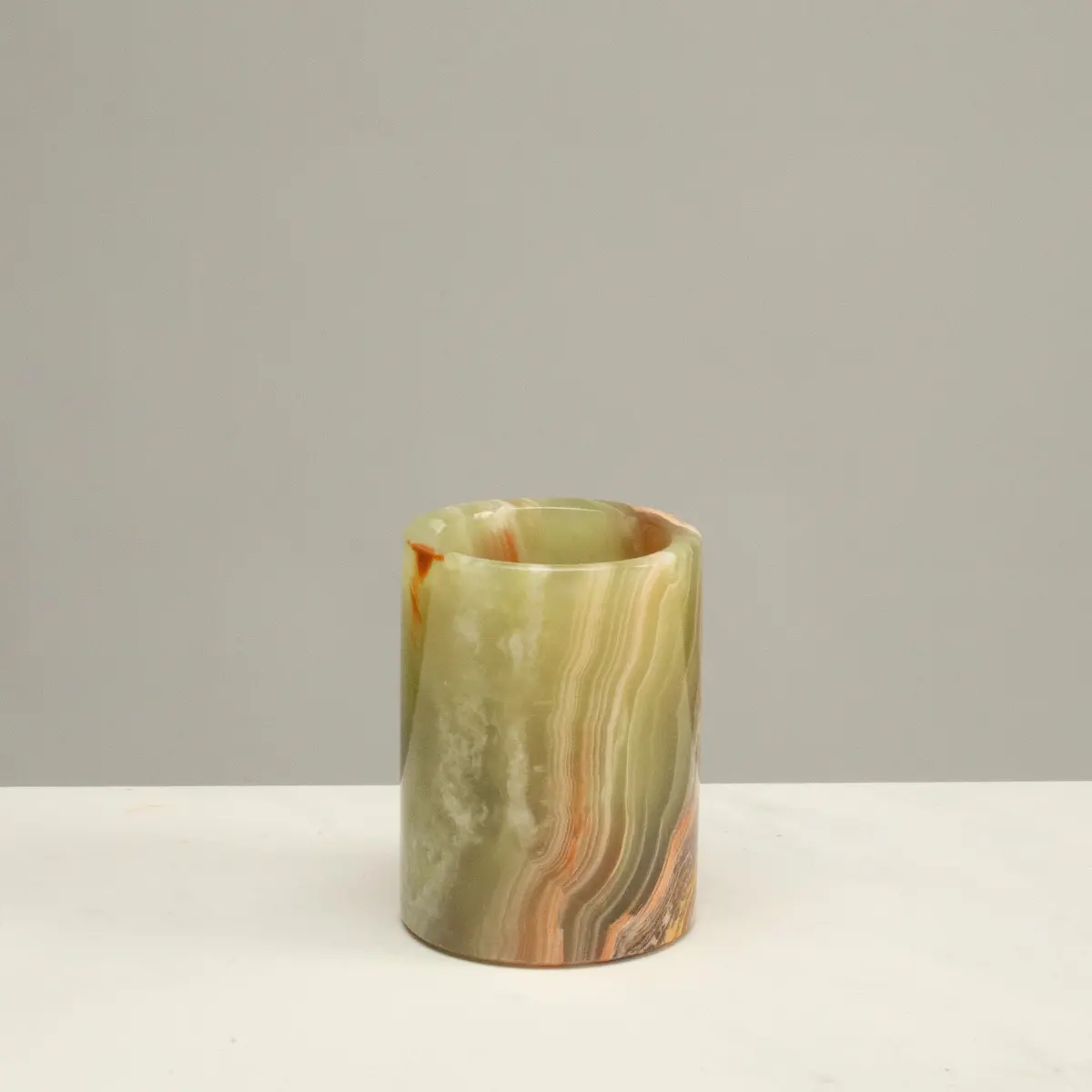 Pakistan Green Onyx Candle Holder - 3" 1