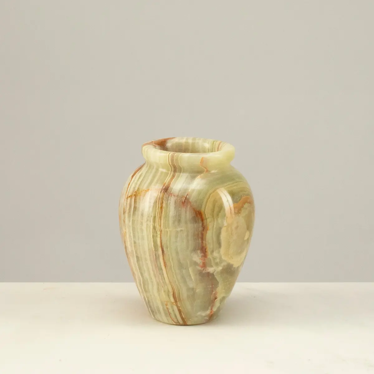 Pakistan Green Onyx Egg Flower Vase 1