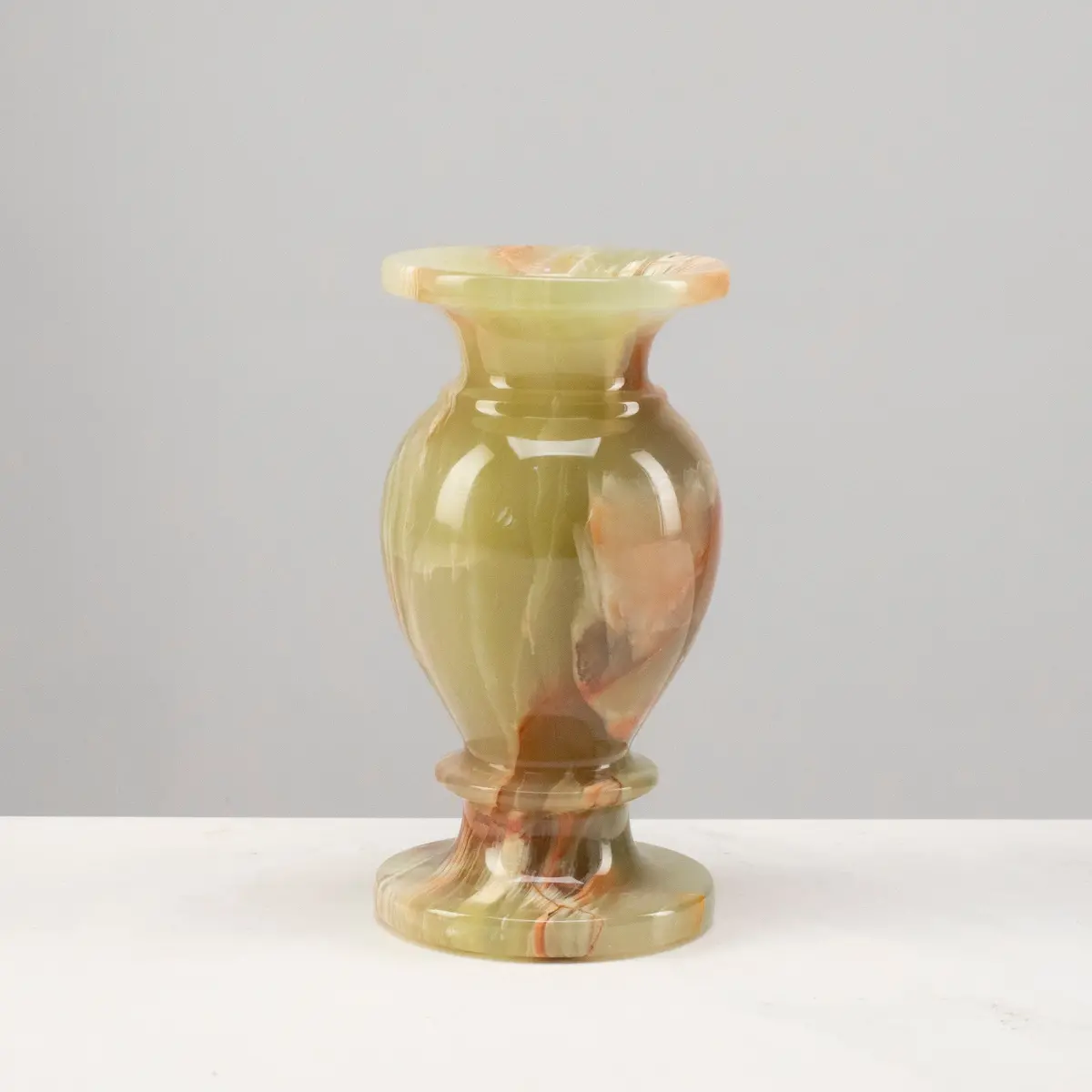 Pakistan Green Onyx Flower Vase - 6" 1