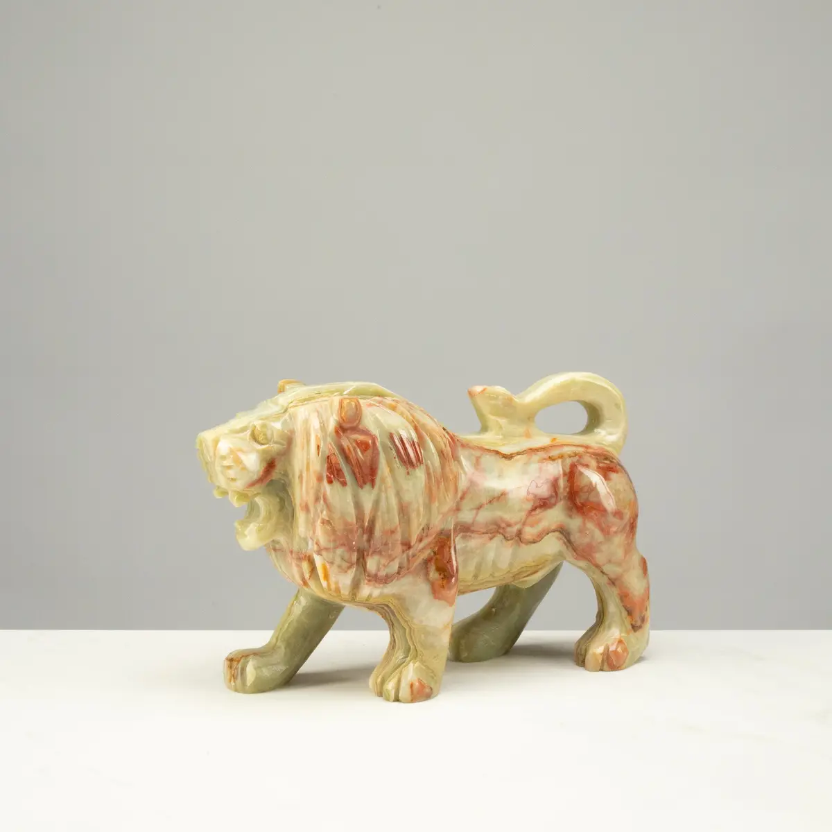 Pakistan Green Onyx Lion Carving 1