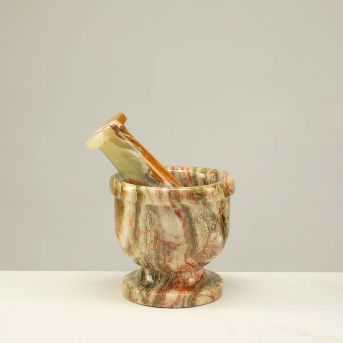 Pakistan Green Onyx Mortar & Pestal - 4" 1