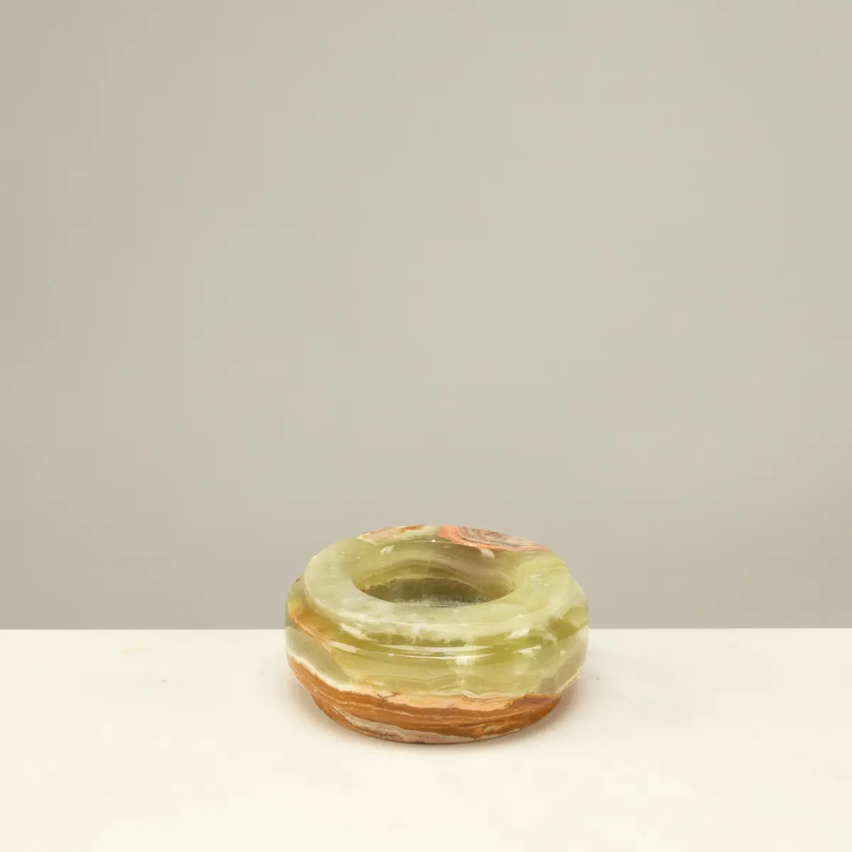 Pakistan Round Green Onyx Candle Holder 1